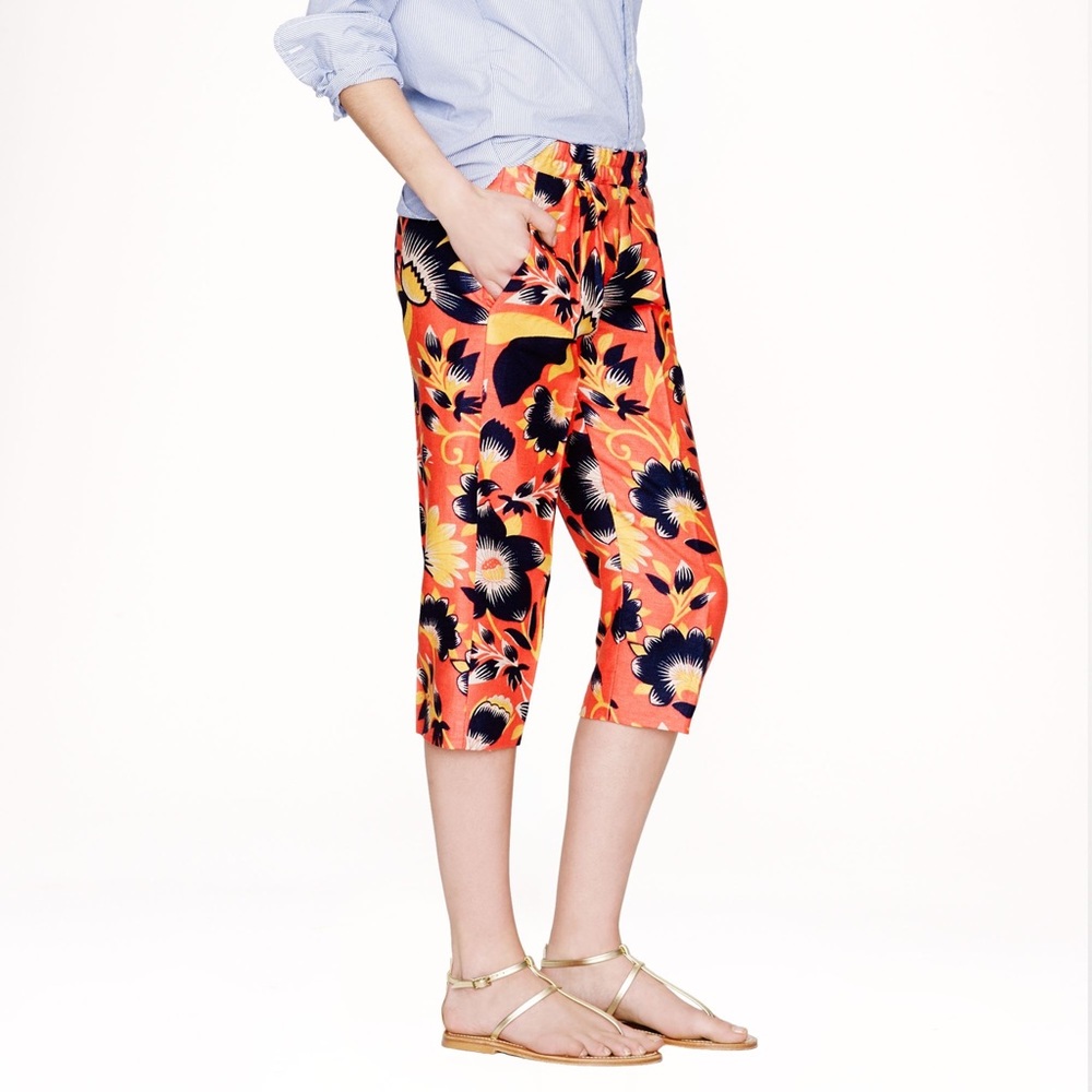 J Crew Collection culottes in hibiscus floral
